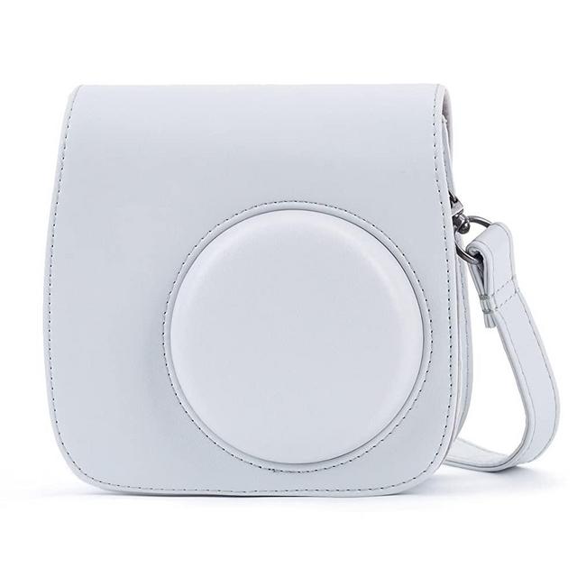Phetium Soft PU Leather Protective Case with Shoulder and Pocket for Fujifilm Instax Mini8 8+/Mini9 Instant Camera (Smokey White)