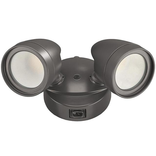 2-Head Bronze Outdoor Integrated LED Security Flood Light 1200 to 2400 Lumen Boost Dusk-to-Dawn 4000K Bright White