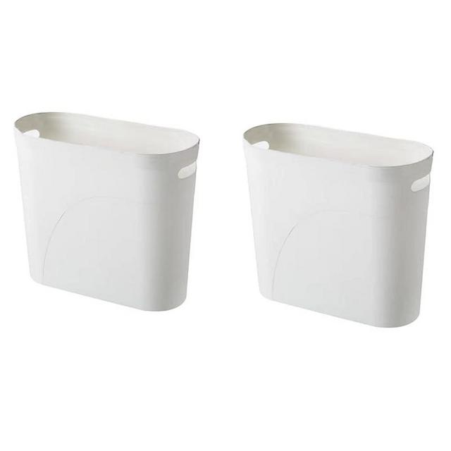 Hundred Families Bathroom Small Trash Can, 3 Gallon Slim Plastic, Set of 2, White