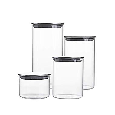 Tzerotone Glass flour Jars with Airtight Lids, 6 Pack Sugar and Flour Salt  Containers Set, Extra Large Glass Rice Jar with Bamboo lid for Kitchen,  Brown Suger, Beans, Groub Coffee (100OZ/54OZ/27OZ) 