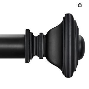 BRIOFOX BLACK Curtain Rods for Windows 66 to 120 Inch Adjustable Length 1 Inch Diameter Heavy Duty Window Curtain Rods for Indoor Ourdoors With Classic Square Finials