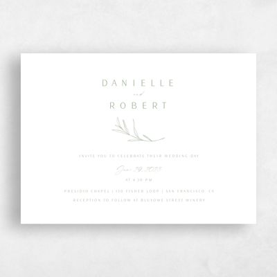 Green Greenery Wedding Invitation - Avila Landscape Letterpress