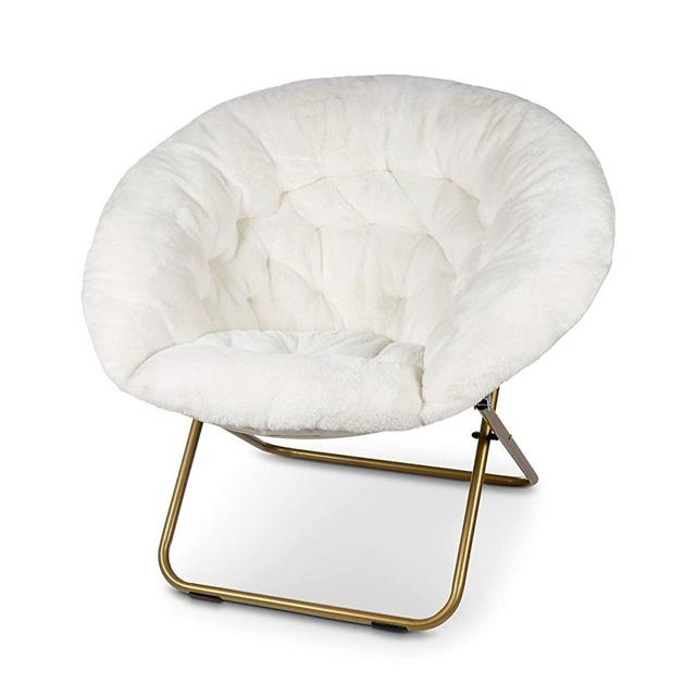 Milliard Cozy Chair/Faux Fur Saucer Chair for Bedroom/X-Large, White