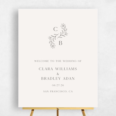 Dark Charcoal, Beige Wedding Sign - Creston Portrait