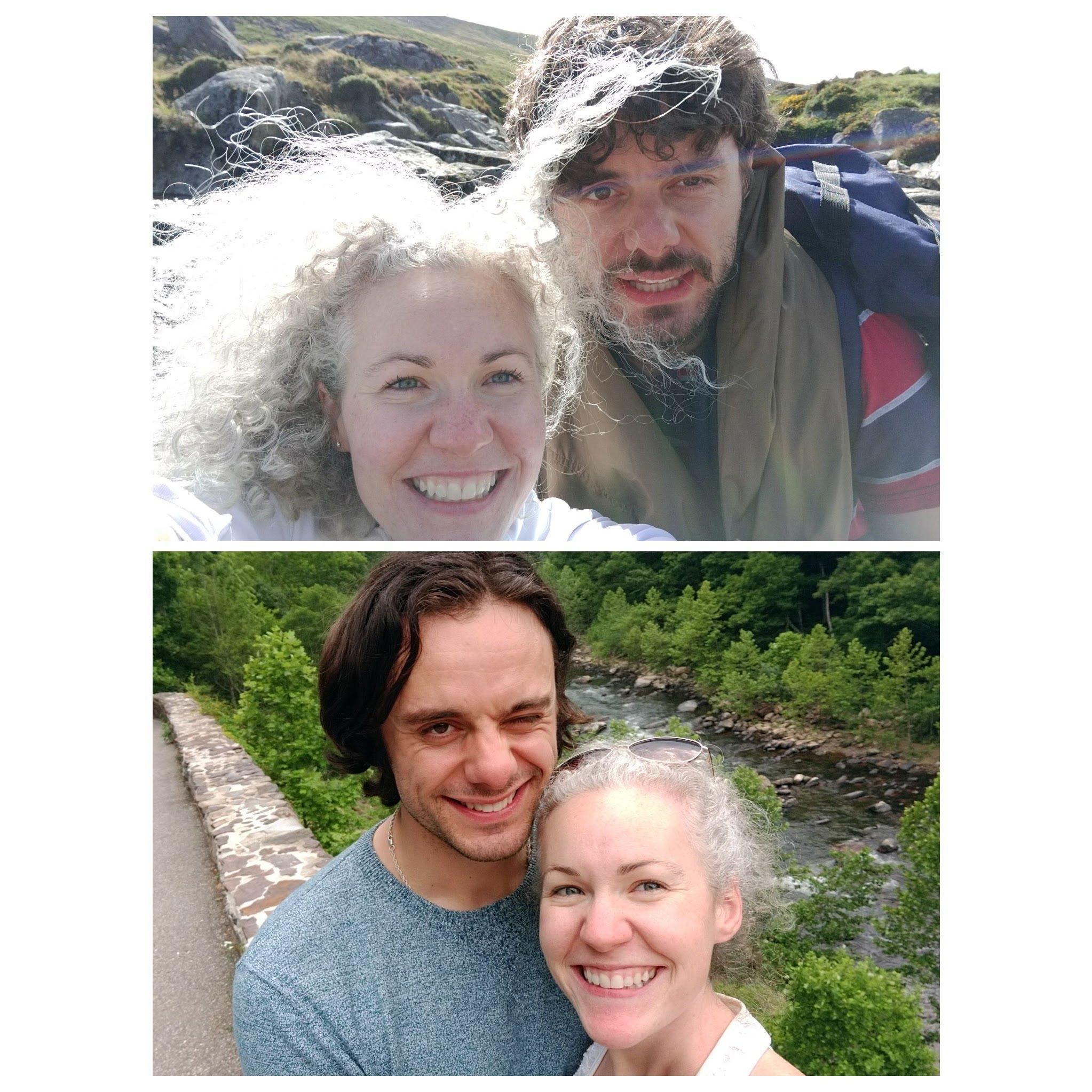Top: Our very first selfie
Bottom:  the selfie we took after we got engaged