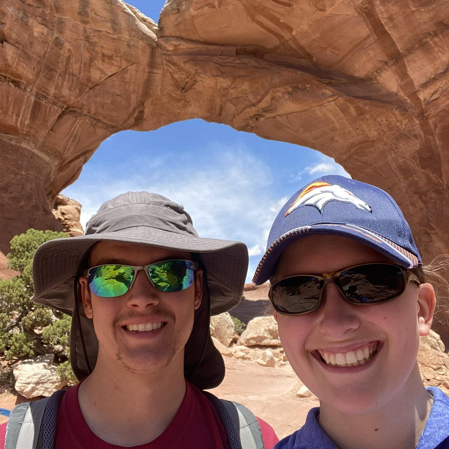 Our grand National Parks trip in Utah in 2022 to celebrate our 6 year anniversary. This photo was taken in front of an arch in Arches, National Park.