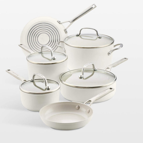 KitchenAid ® Porcelain White Hard-Anodized Ceramic Non-Stick Induction 10-Piece Cookware Set