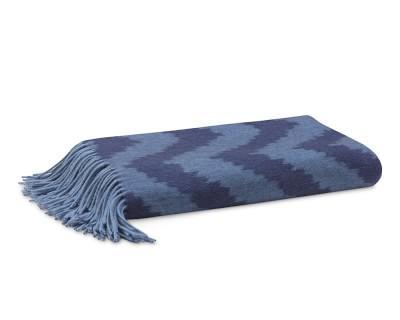 Chevron Cashmere Throw, Blue