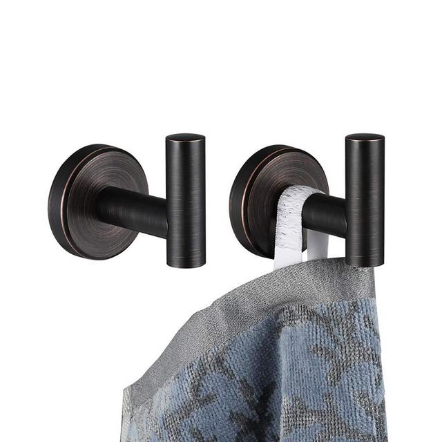 JQK Bathroom Towel Hook Oil Rubbed Bronze, 304 Stainless Steel Coat Robe Clothes Hook for Bathroom Kitchen Garage Wall Mounted (Pack of 2), TH100-ORB-P2