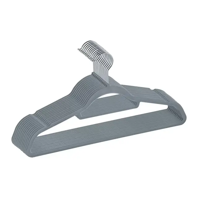 Squared Away ™ Velvet Slim Suit Hangers in Grey with Chrome Hook (Set of 12)