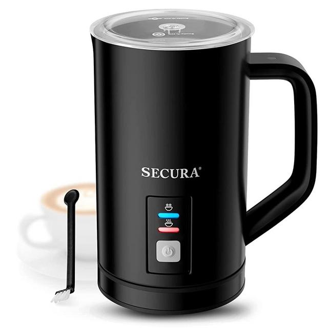 Secura Milk Frother, Electric Milk Steamer Stainless Steel, 8.4oz/250ml Automatic Hot and Cold Foam Maker and Milk Warmer for Latte, Macchiato (Black)