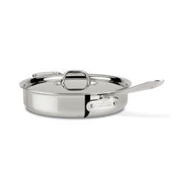 All Clad D3 Stainless 3-ply Bonded Cookware, Saute Pan with lid, 3 quart