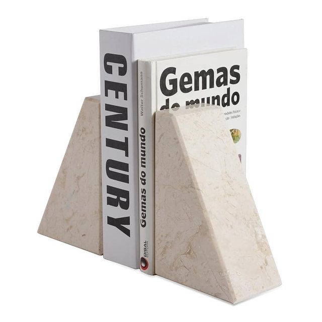Marble Book Ends Decorative, Unique Bookends for Shelves, Bookends to Hold Heavy Books, Durable Book Holder Stopper for Home Office Desk Bookshelf Decoration, Turkey Natural Marble, Set of 2