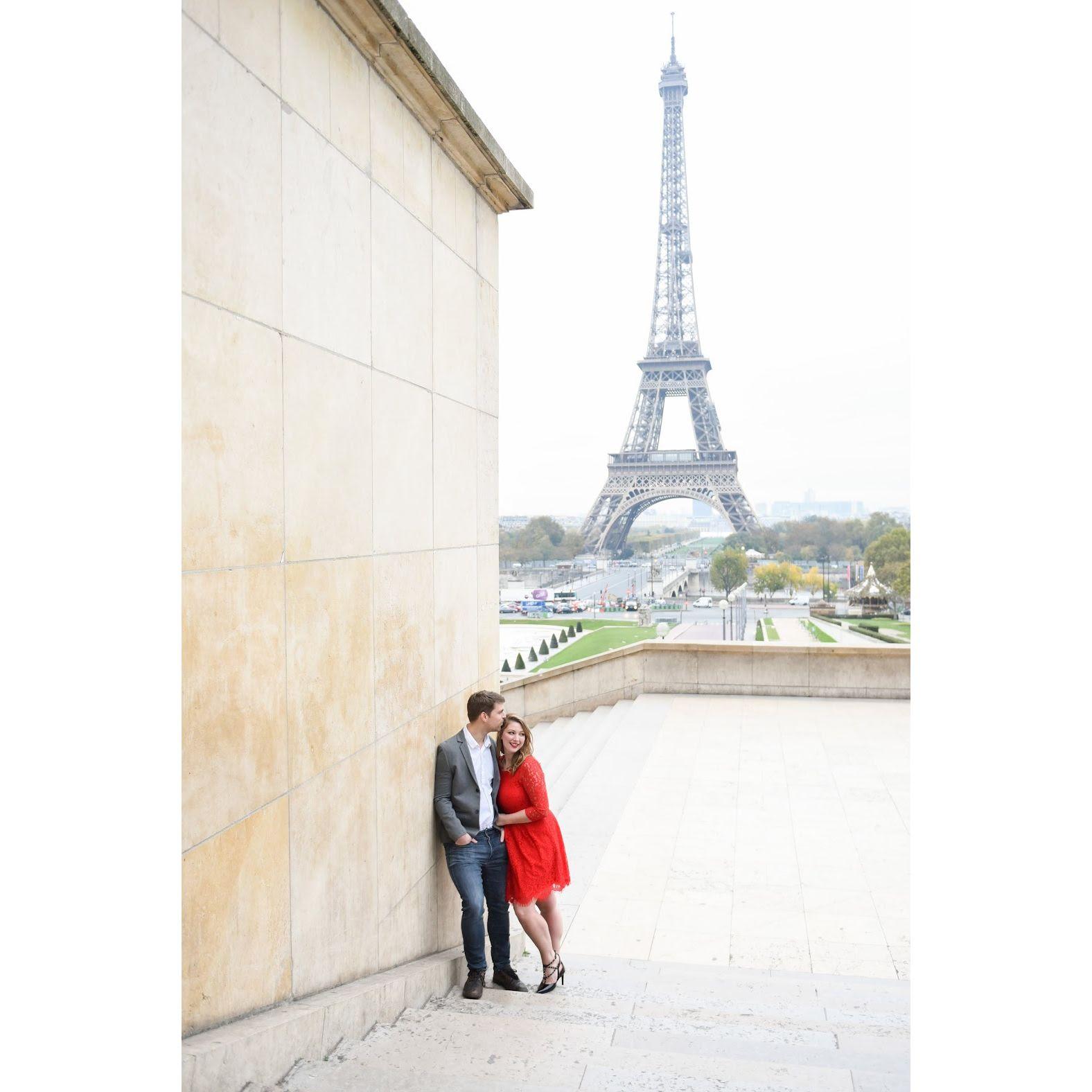 Mandie dragged Martyn to a 6am photoshoot at the Eiffel Tower. He tolerated it as best he could.