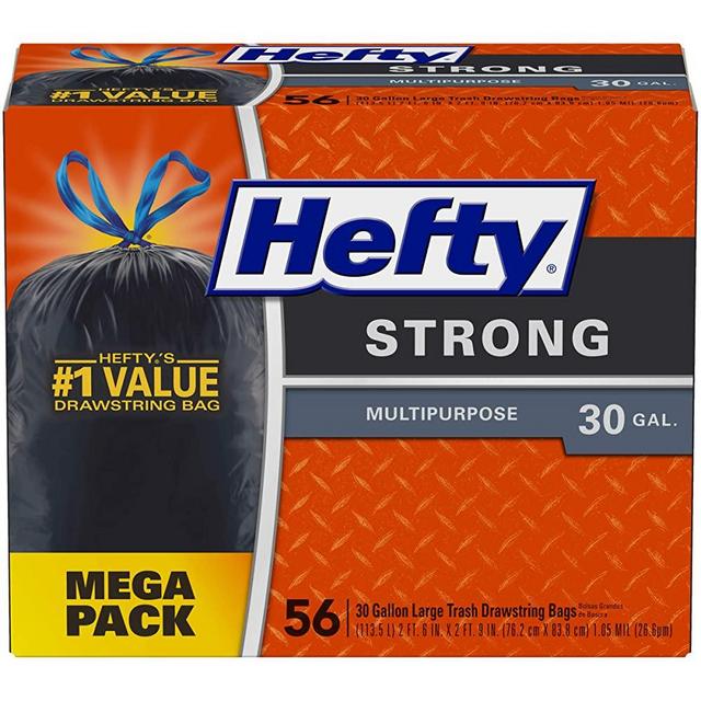 Hefty Strong Large Trash Bags, Multipurpose, Unscented, Drawstring