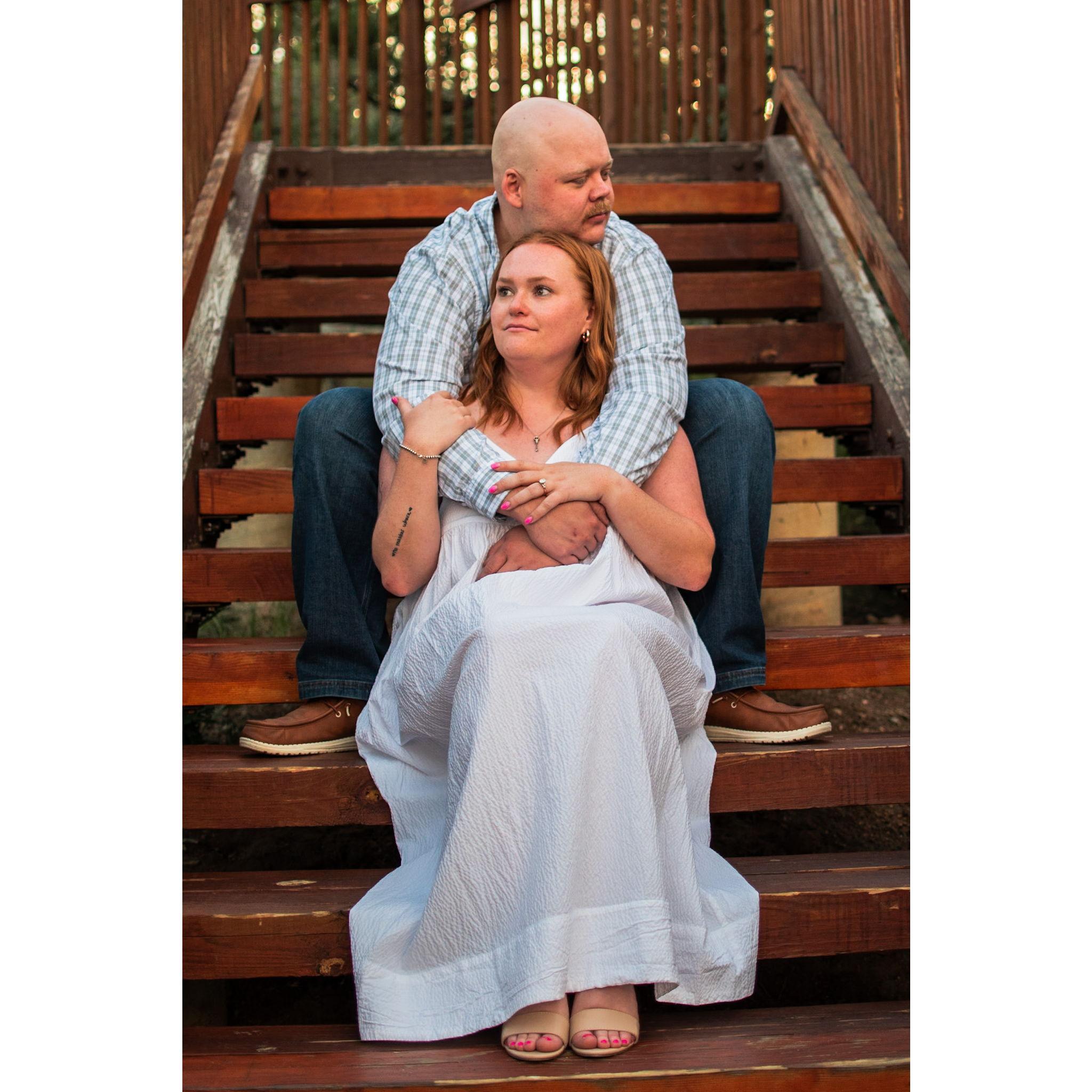 2025. Engagement photos at Castlewood Canyon State Park.