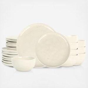 Stone Lain Mirella 24-Piece Dinnerware Set Stoneware, Plates and Bowls set, Microwave and Dishwasher Safe, Dish Set for 8, Beige