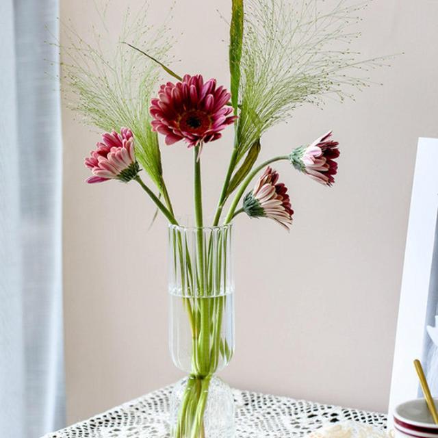 Handmade French Style Ribbed Glass Vase Décor | Contemporary Glass Vase | Modern Small Vase | Elegant French Style Vase