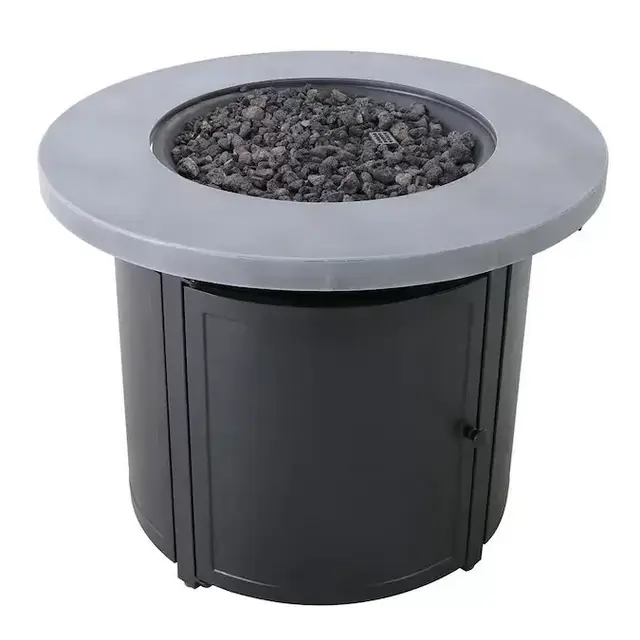Garden Treasures 35.82-in W 55000-BTU Black Tabletop Steel Fire Pit