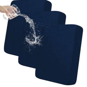 Easy-Going 100% Waterproof Chair Sofa Seat Cushion Slipcovers Couch Cushion Cover Stretch Furniture Protector for Kids, Pets (3-Piece Sofa Cushion, Navy)
