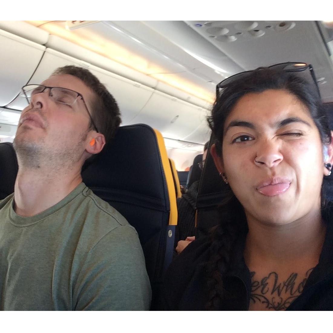 Plane ride to France
How is already sleeping? We haven't even left the tarmac.