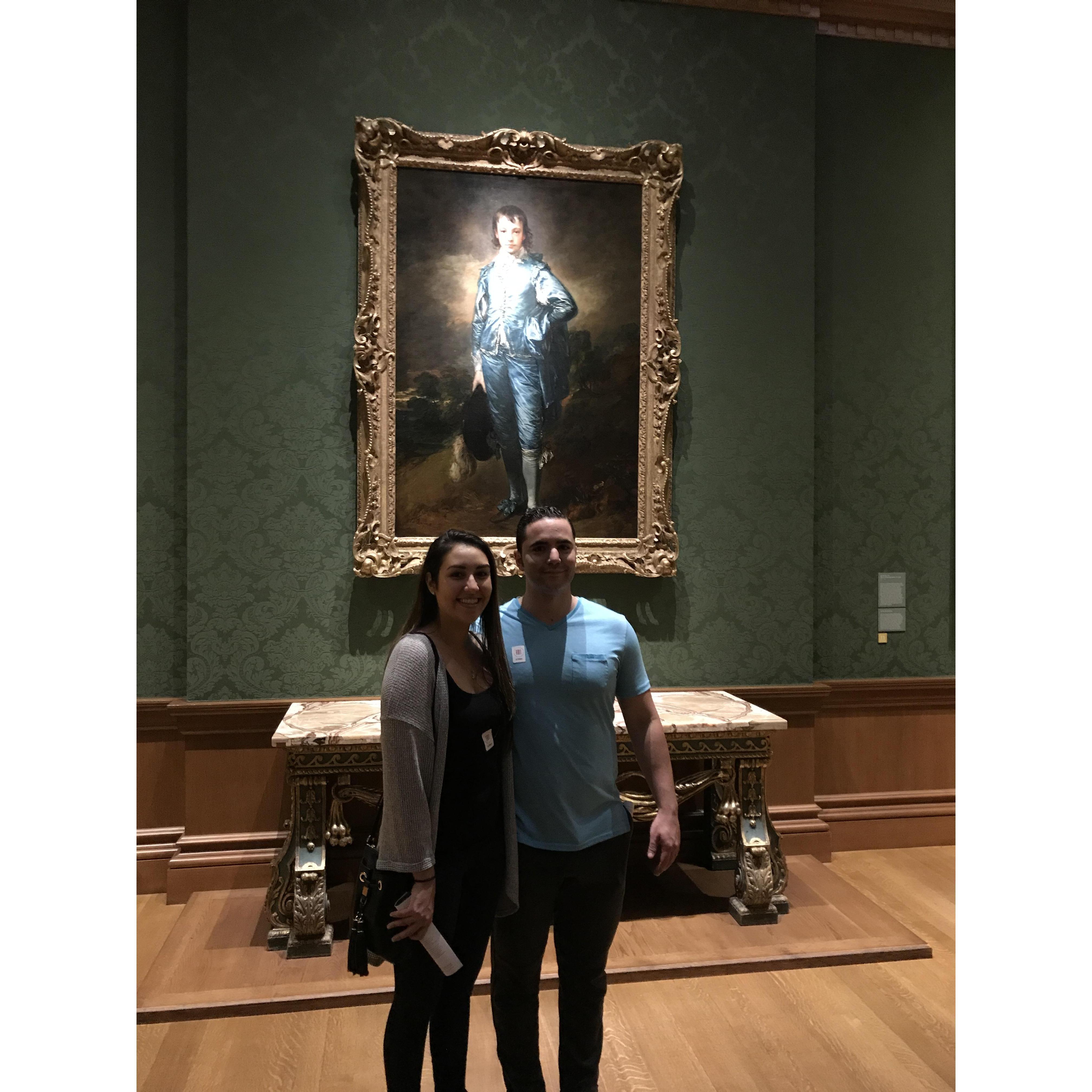 "NO PICTURES ALLOWED" in front of the Blue boy painting at the Huntington Library.