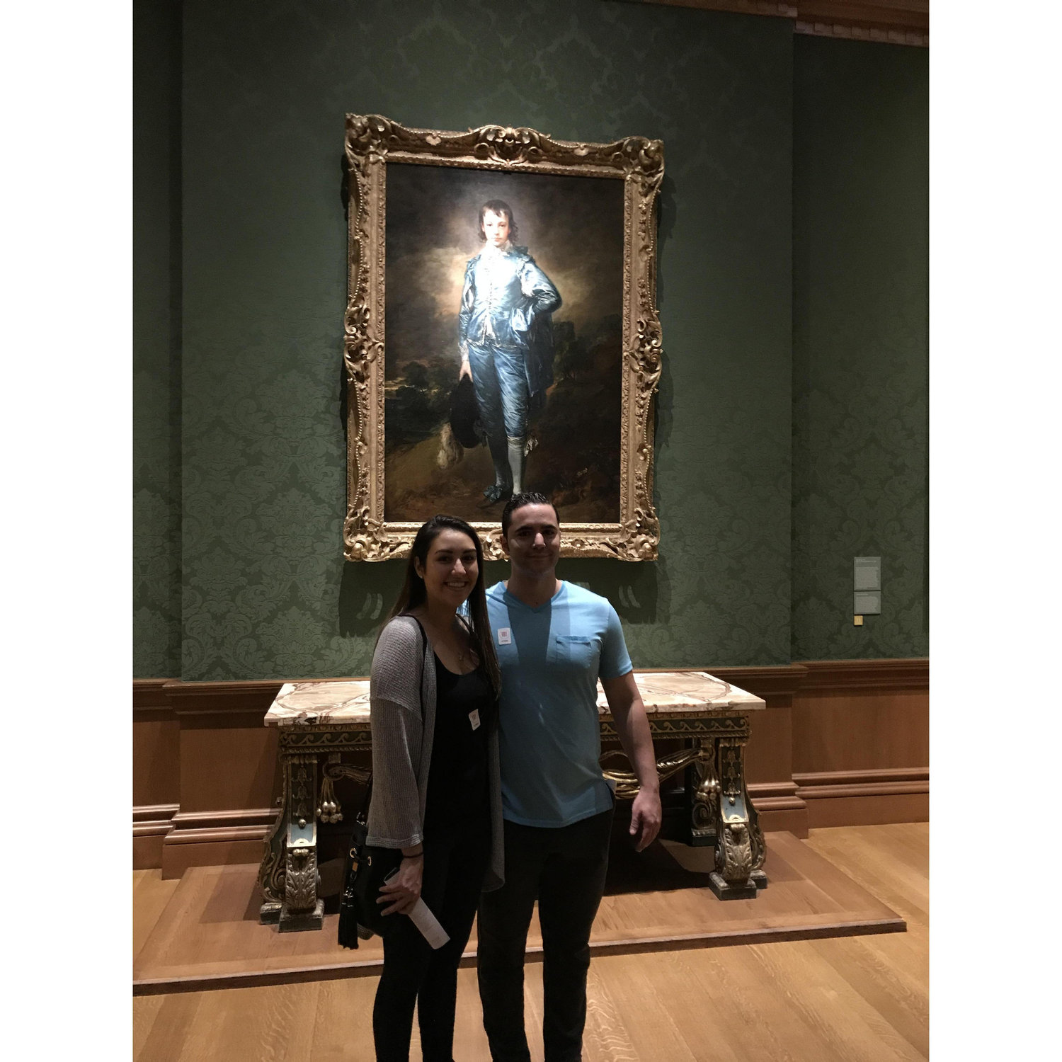 "NO PICTURES ALLOWED" in front of the Blue boy painting at the Huntington Library.