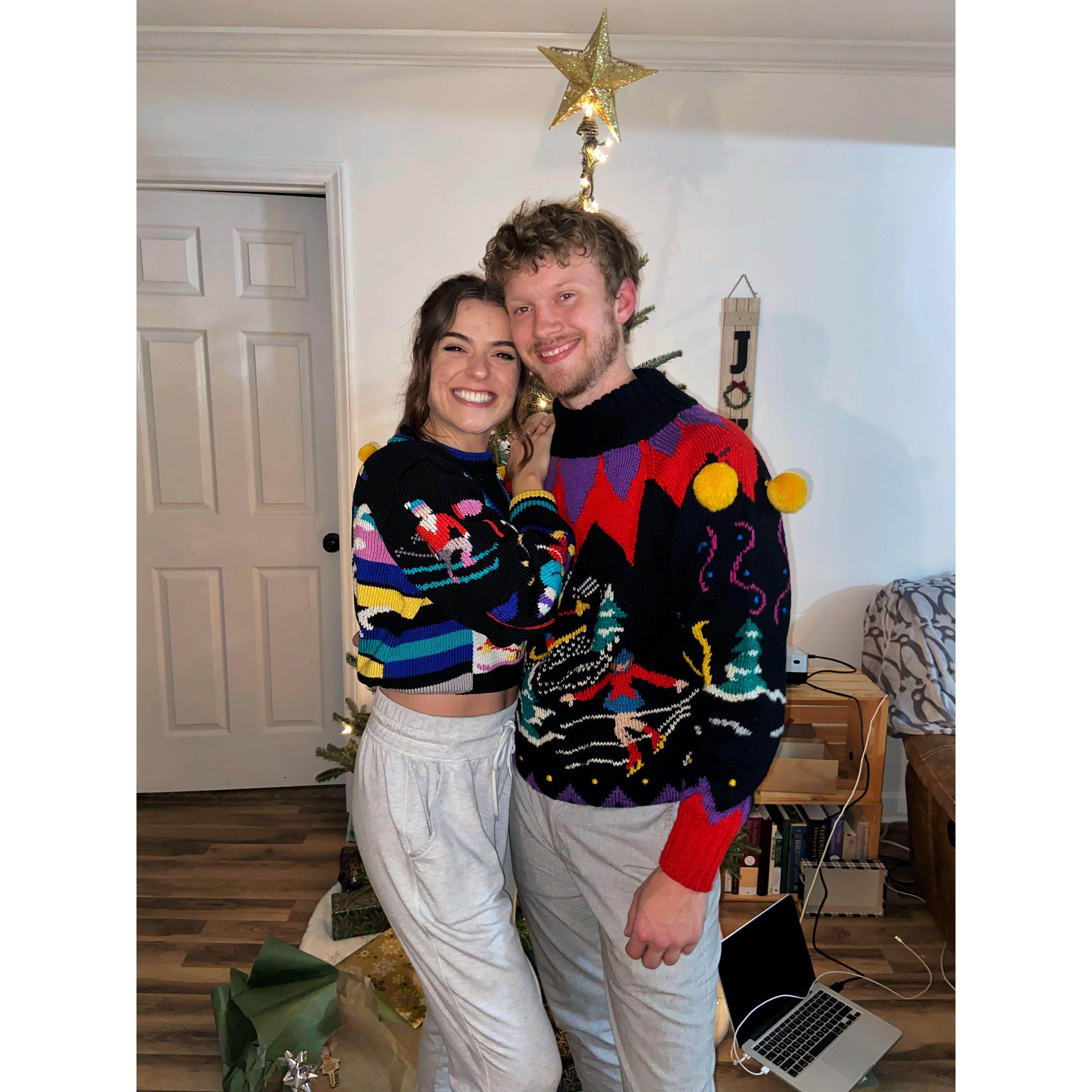Jonathan let Olivia dress him for the holiday party