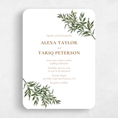 White Rounded Wedding Invitation - Keely Classic