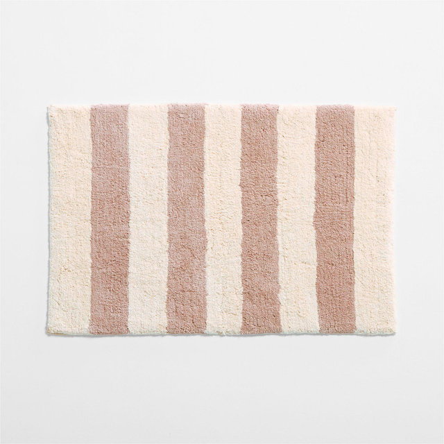 Turkish 100% Organic Cotton Breton Stripe Fair Lilac Kids Bath Mat