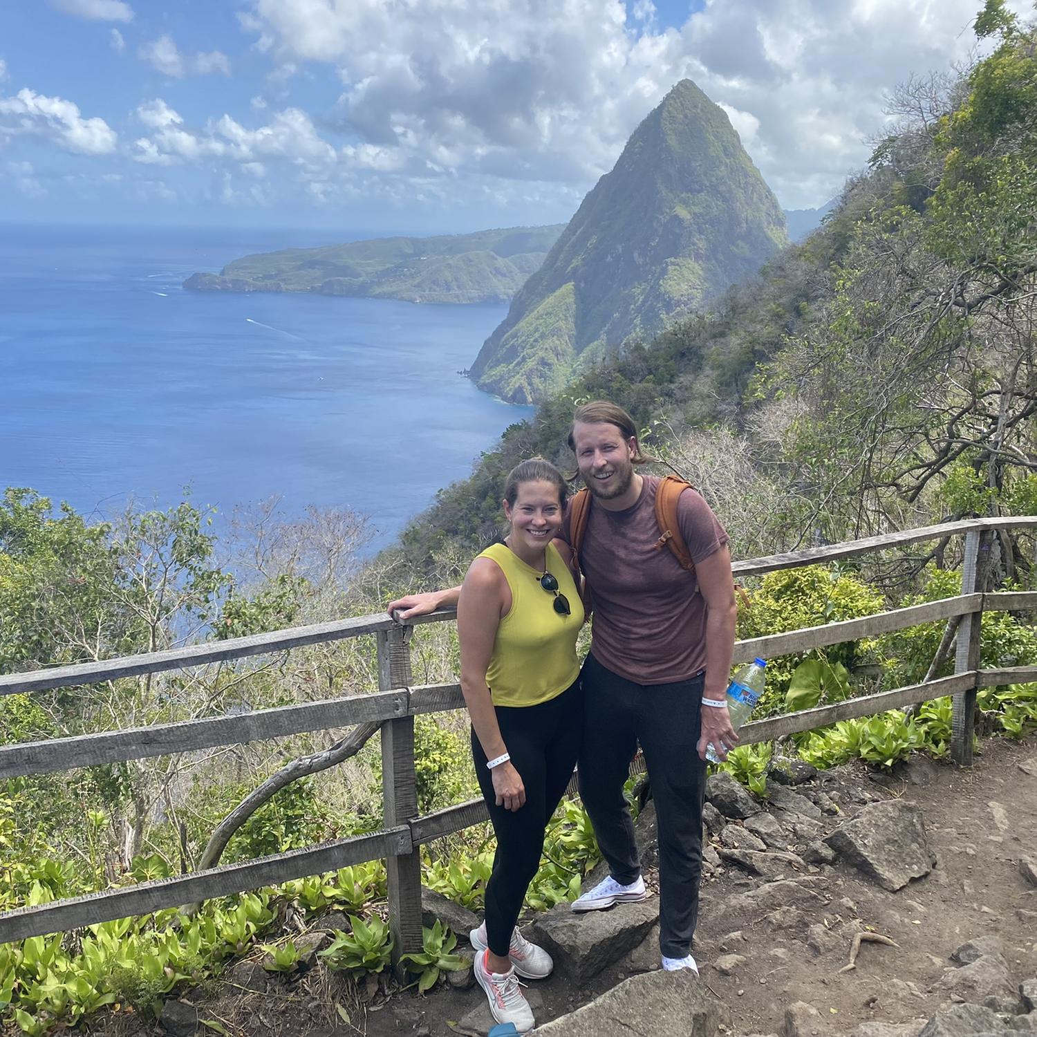 Hiking the Pitons! It was hot and very steep!