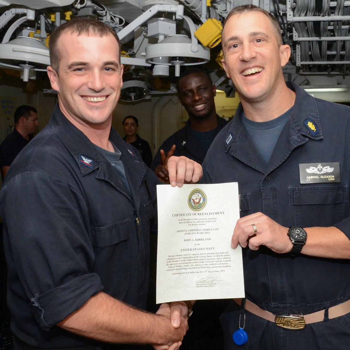 John's most recent re-enlistment in the Navy.