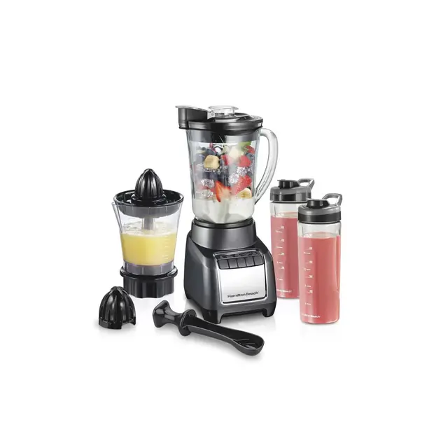Hamilton Beach 3 in 1 Blend & Juice Glass 5-Speed Blender System Black 53524