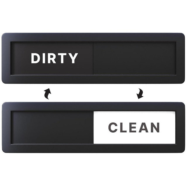 Dishwasher Magnet Clean Dirty Sign - Extra Small Size - Slide Indicator Magnetic Kitchen Gadgets - New Home Essentials - Kitchen Organization Decor Accessories - Countertop Dishwashers - Matt Black