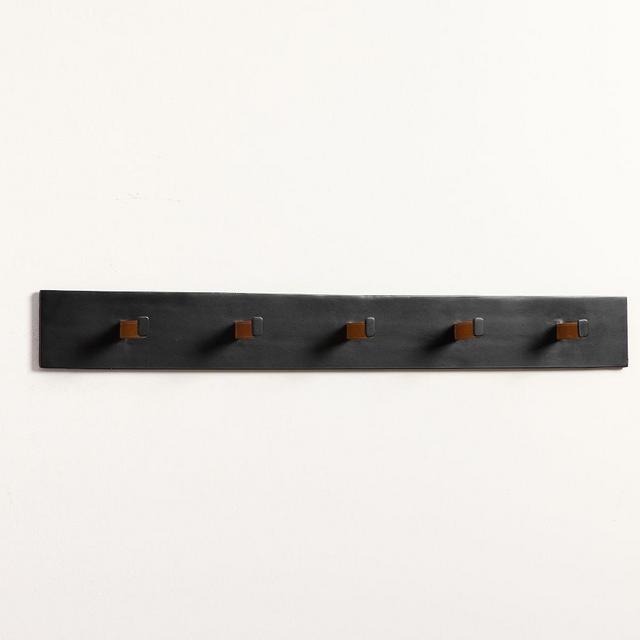 Maison Row of Hooks - 5 - Black/Leather