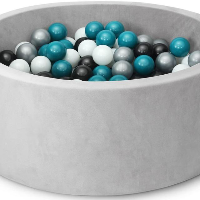 EDOSTORY Ball Pit, ∅ 2.75in 200 Balls Included, Memory Foam Ball Pits for Toddlers Soft Children Round Playpen 35 x 12 inch, Ocean Blue