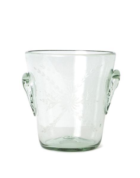 Clear Flower Glass Ice Bucket