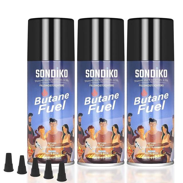 Sondiko Butane Refill, 175 ml, Butane Fuel Refill, Lighter Fluid Refill Canister, Butane Refill for Torch Lighter, Butane Torch, Kitchen Blow Torch(3 Can)