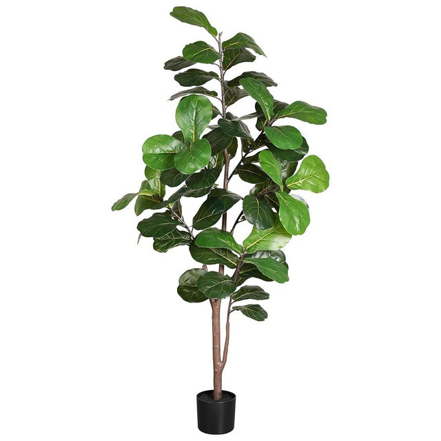 LUWENER 6ft Artificial Fiddle Leaf Fig Tree Plant,Fake Ficus Lyrata in Pot,Ficus Faux Plant Artificial Trees for Office Indoor Outdoor Garden Living Room Home Decor 1PCS-71in