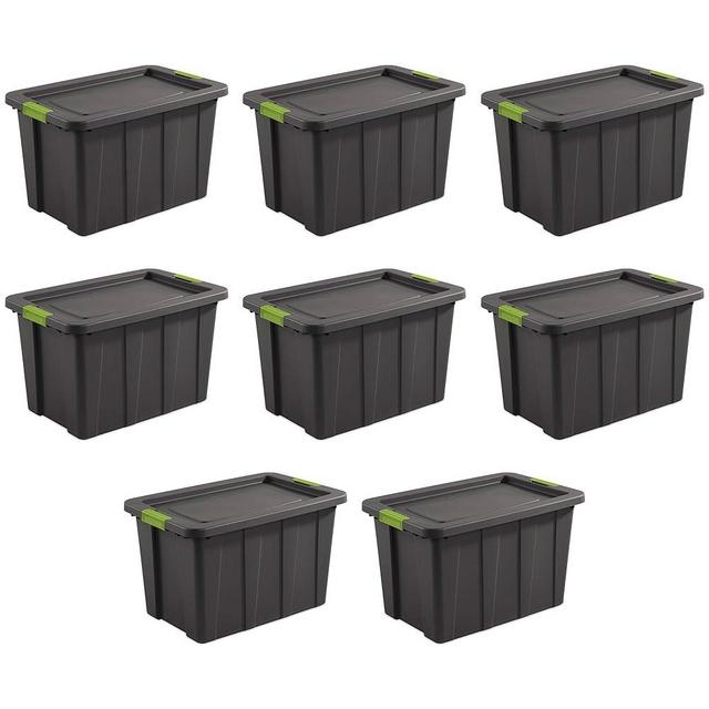 Sterilite 8-Pack Storage Bins with Lids, Heavy Duty Totes, Tuff1, 30 Gallon, Flat Gray