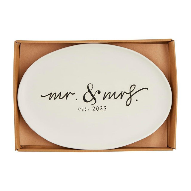 Mud Pie Mrs 2025 12" x 17" PLATTERS & TRAYS, White