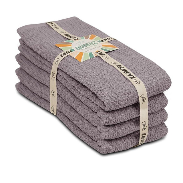 Lenenz Pack of 4 Dish Towels for Kitchen 18'' x 28'' - 50% Cotton and 50% Rayon from Bamboo Super Plush Kitchen Towel and Dishcloths Sets - Hand Towels for Quick Drying