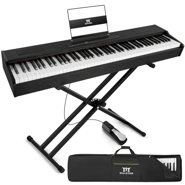 MUSTAR Digital Piano 88 Key Weighted Keyboard Hammer Action, MDP-1200 Weighted Keyboard with Stand, Full Size Electric Piano Keyboard 88 Keys with for Beginners, Portable Case, Sustain Pedal, Black