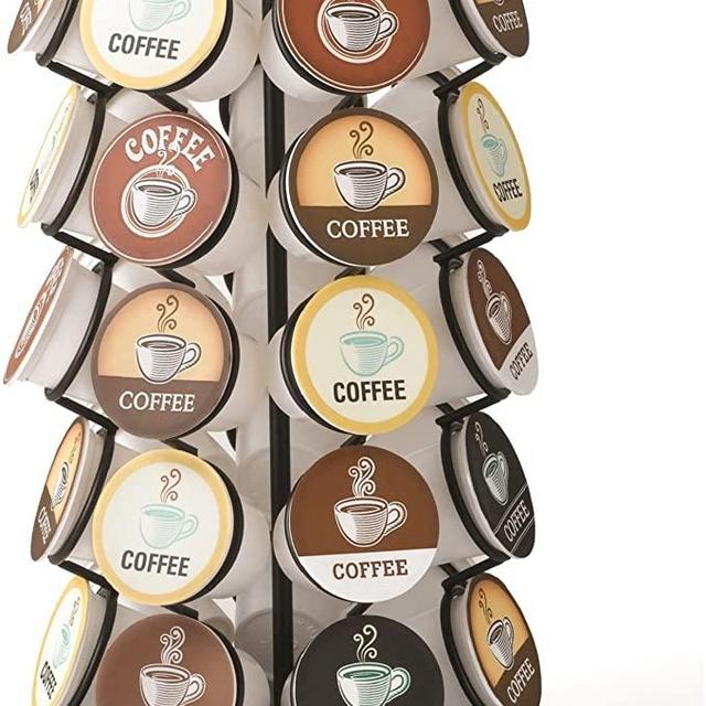 Nifty Coffee Pod Carousel – Compatible with K-Cups, 35 Pod Pack Storage, Spins 360-Degrees, Lazy Susan Platform, Modern Black Design, Home or Office Kitchen Counter Organizer