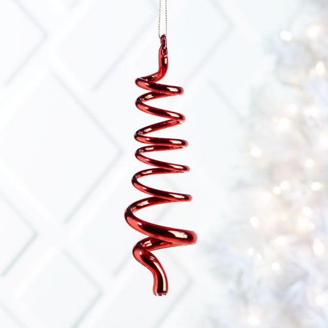 Large Red Spiral Glass Ornament
