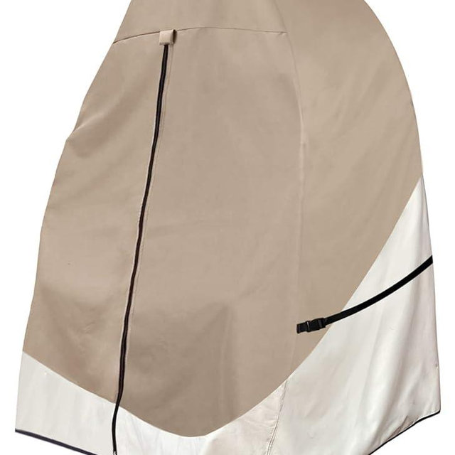 Porch Shield Patio Hanging Egg Chair Cover - 600D Waterproof Outdoor Double Seat Wicker Swing Egg Chair with Stand Protector, Light Tan & Khaki