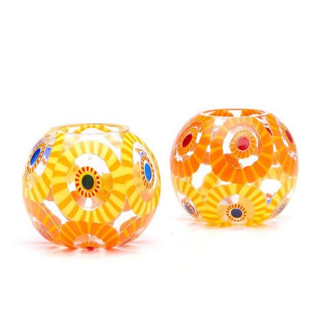 Set-Of-Two Murrine Glass Tea Light Holders