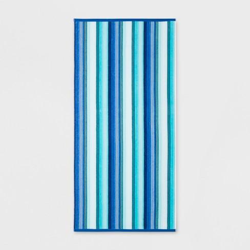XL Textured Stripes Beach Towel Blue - Sun Squad™