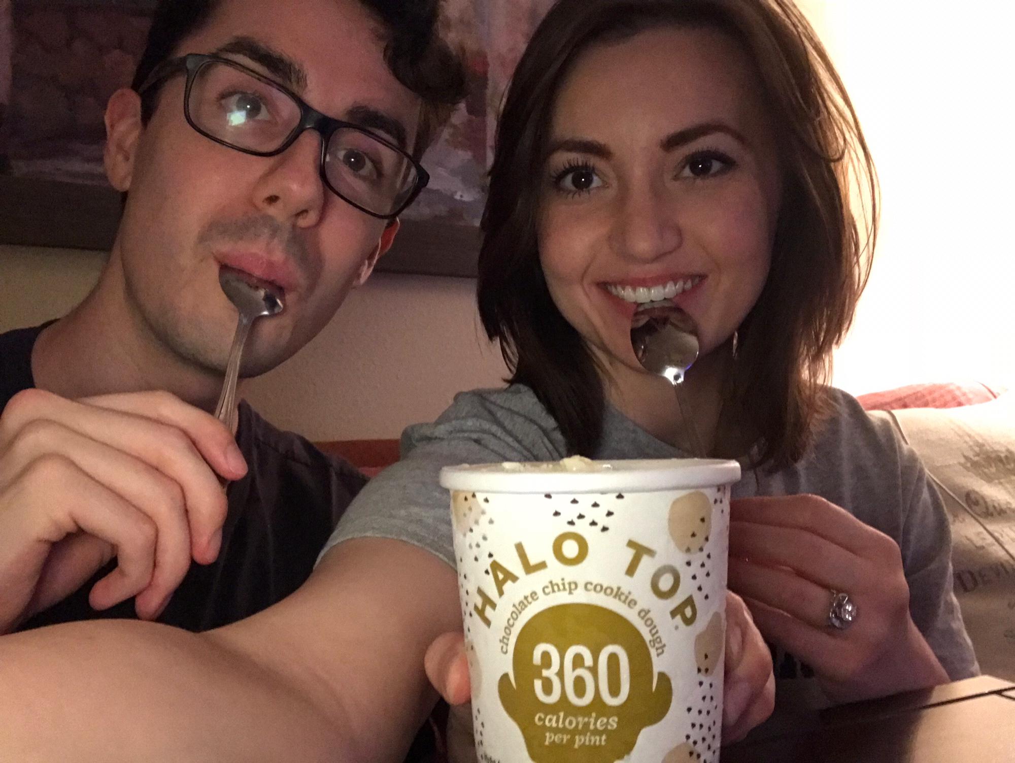We won free halo top from an instagram contest right before we got engaged #celebrationscoops #idough