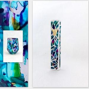 Mezuzah and wedding breaking glass
